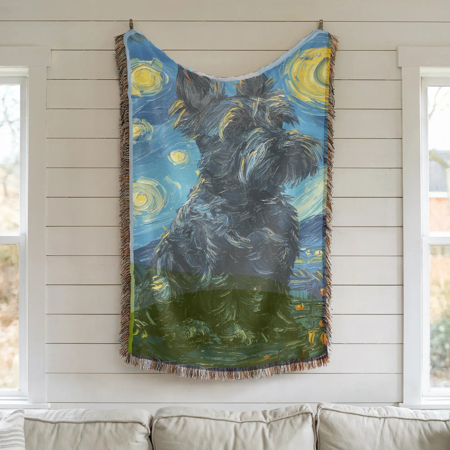 Scottish Terrier Starry Night Woven Blanket-Critter Lane