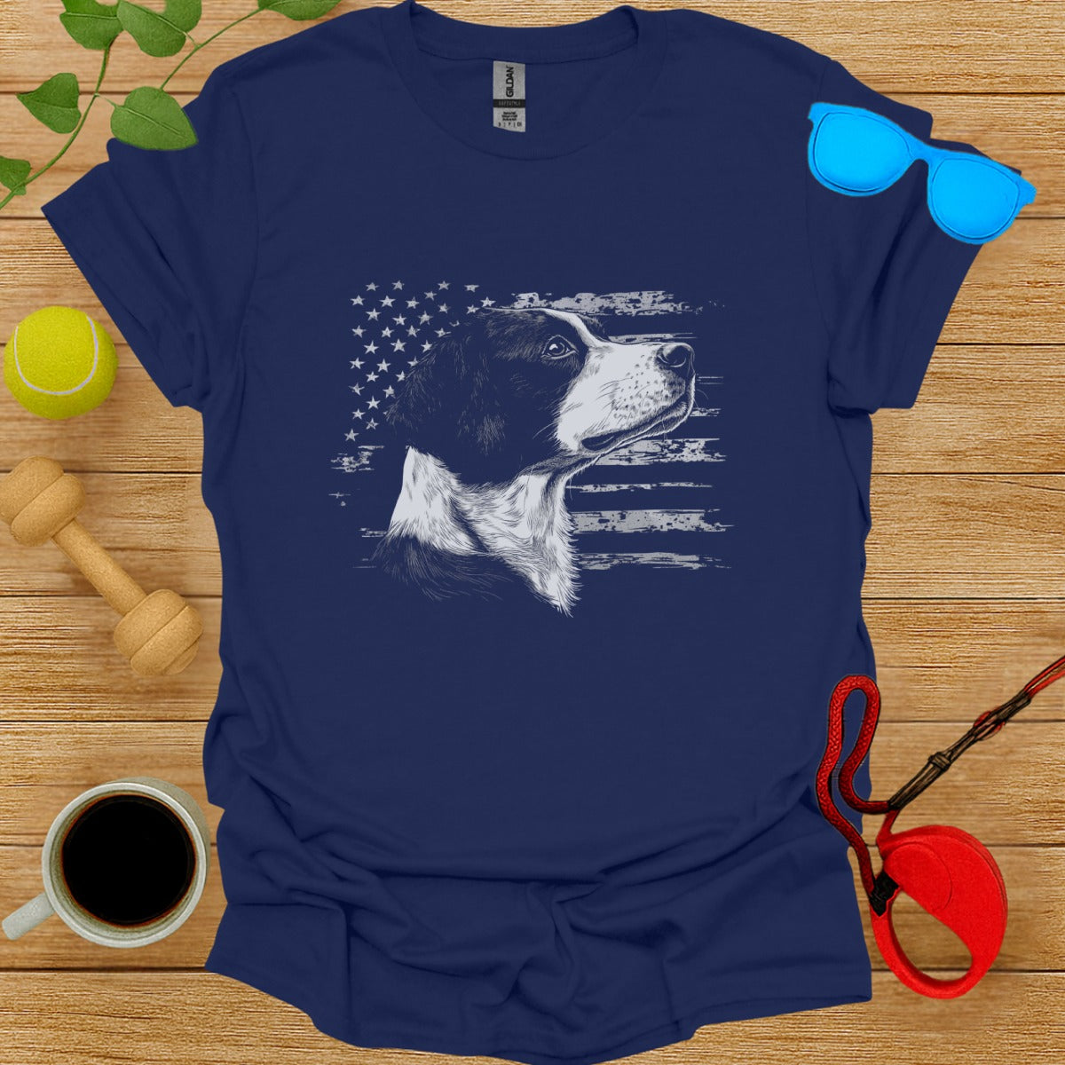 Patriotic Dog Graphic Design T-shirt for Animal Lovers