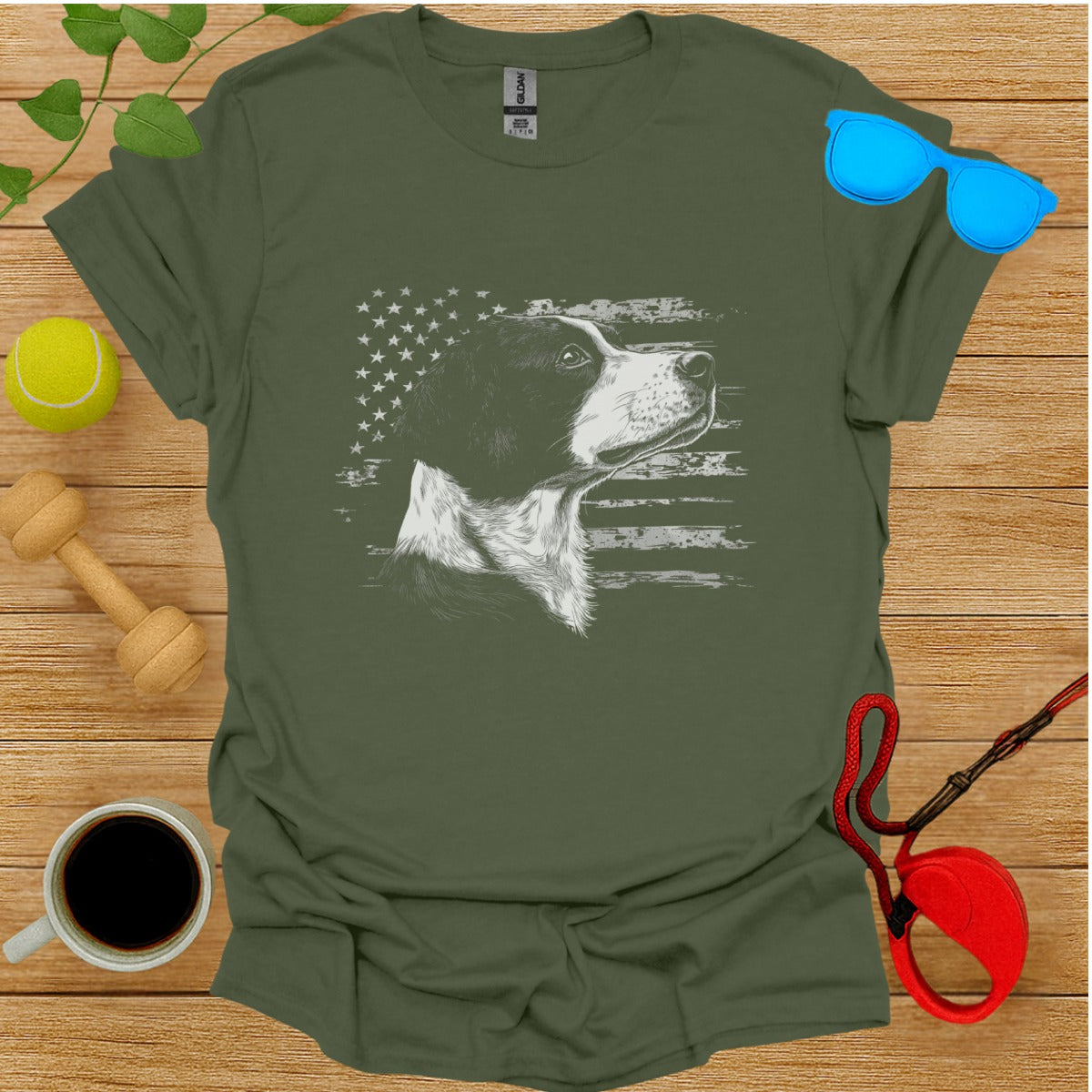 American Flag Dog Graphic T-Shirt for Pet Lovers