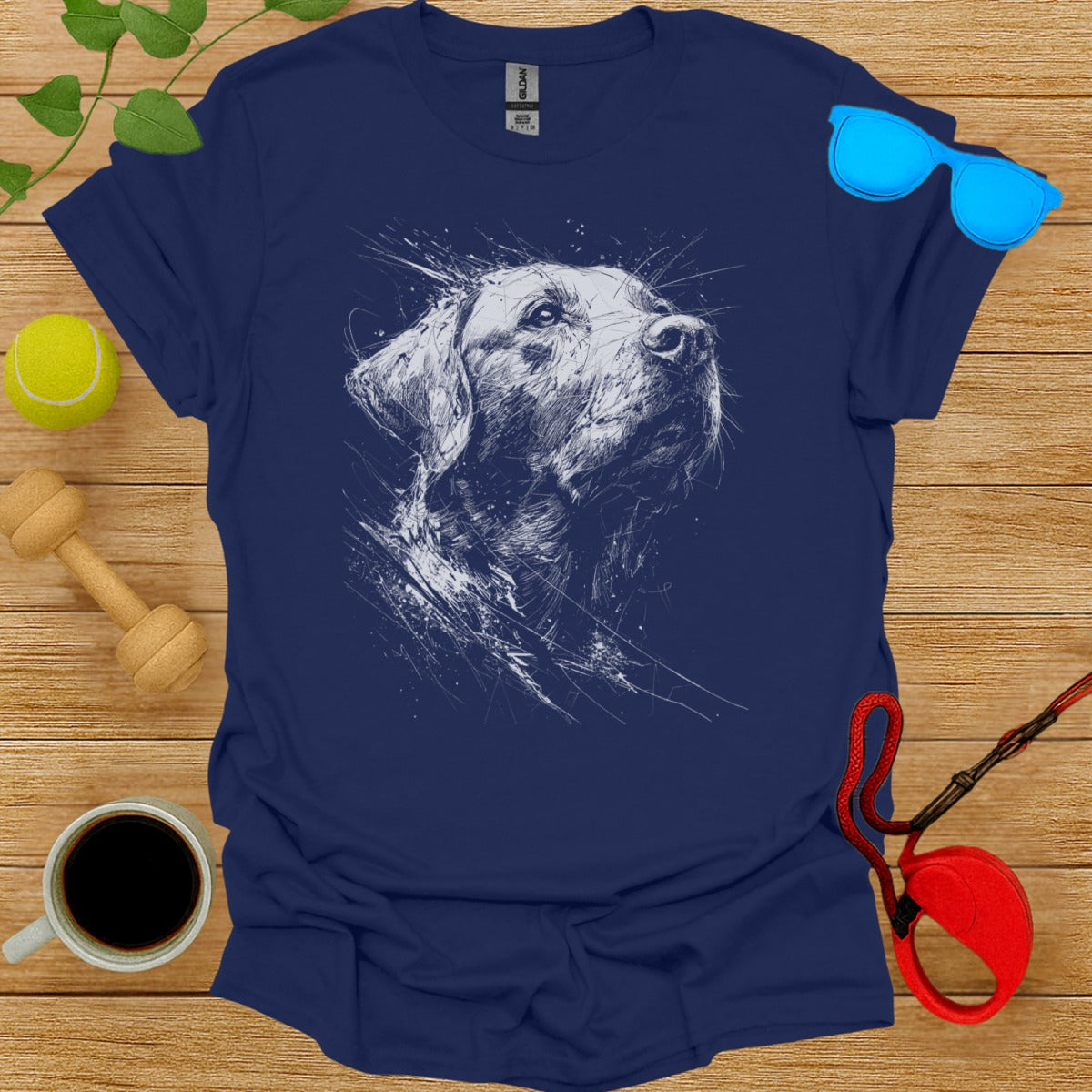 Artistic Dog Design Graphic Illustration T-Shirt