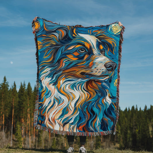 Australian Shepherd Starry Night Woven Blanket-Critter Lane