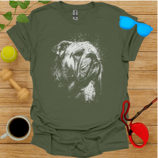 Artistic Bulldog Graphic on Olive Green Tee product