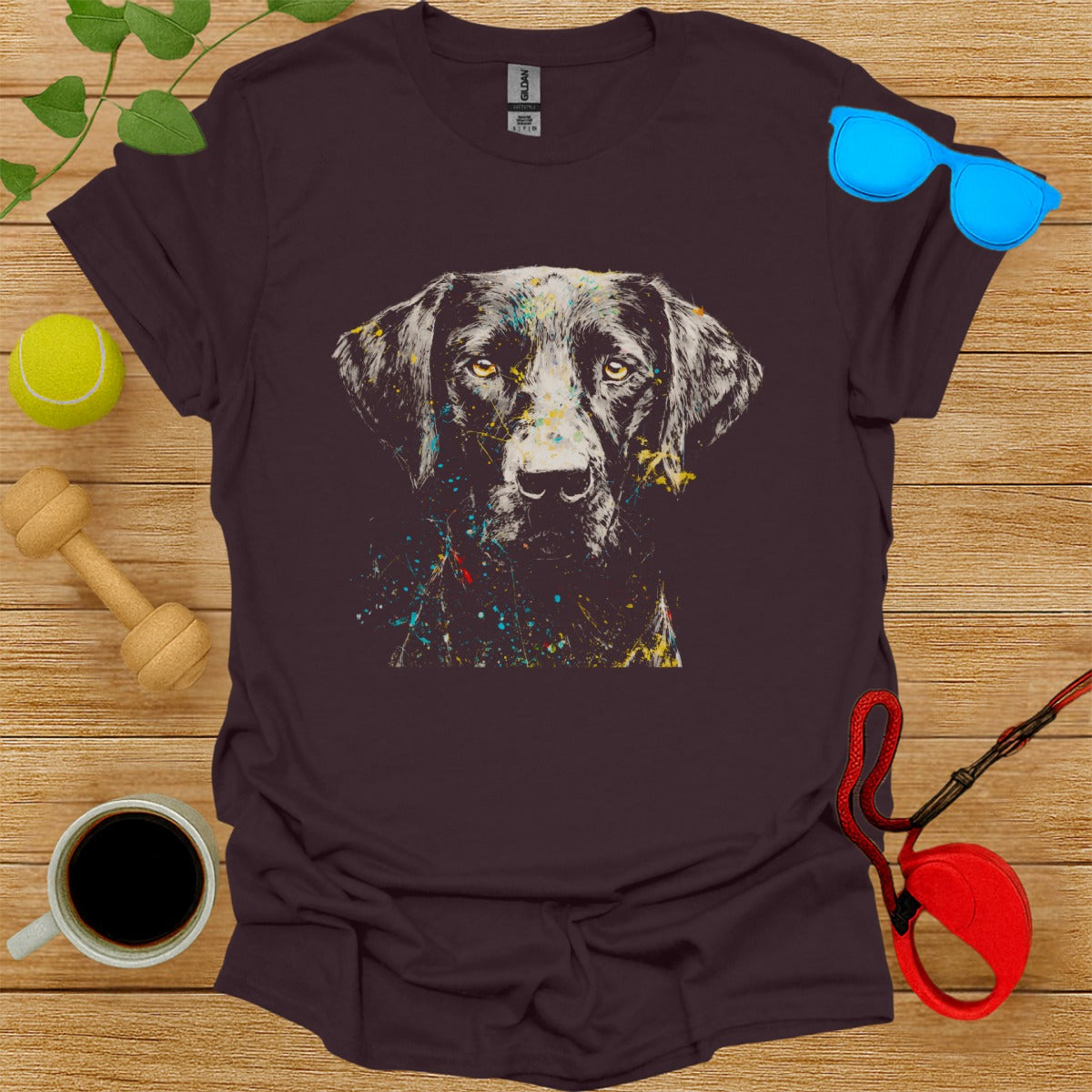 Artistic Black Labrador Dog Graphic Print Shirt