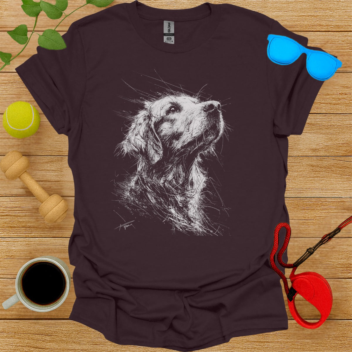 Artistic Dog Sketch Graphic T-Shirt for Dog Lovers