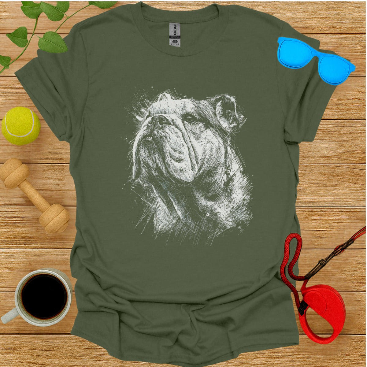 Artistic Bulldog Graphic Print Design Apparel