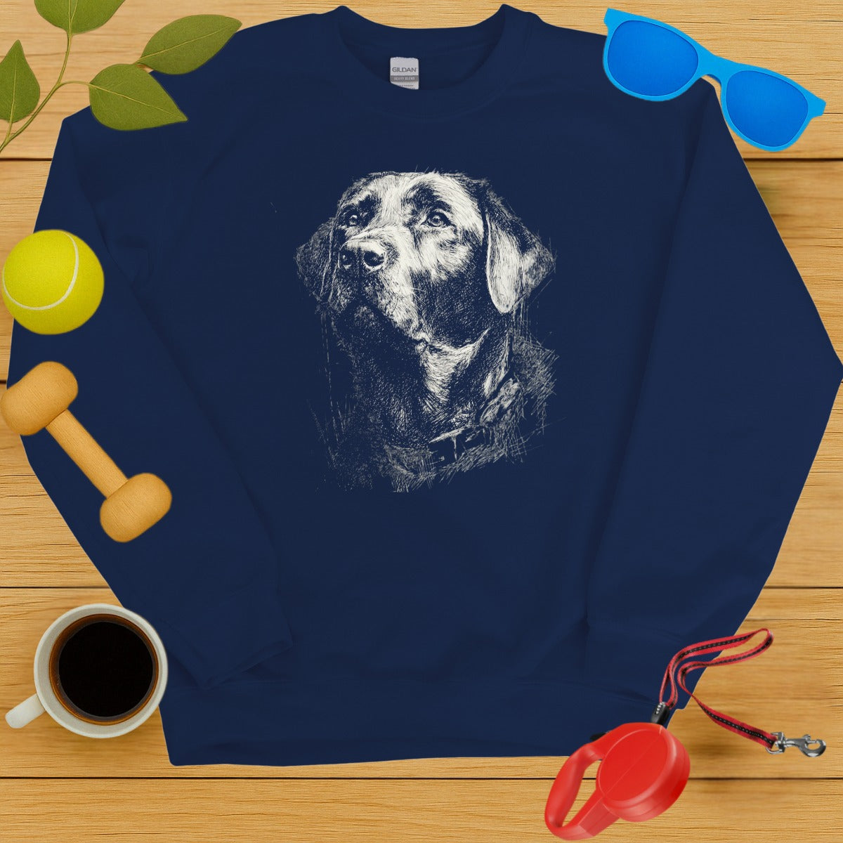 Artistic Black Lab Design on Cozy Sweatshirt