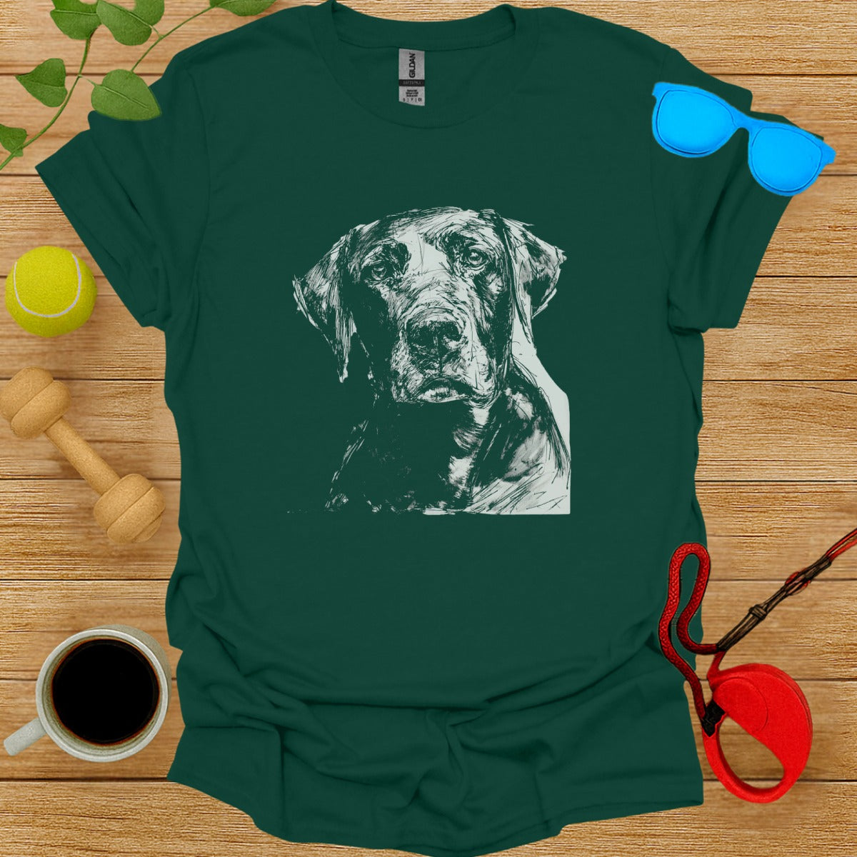 Graphic Tee Featuring Dog Portrait Design Shirt