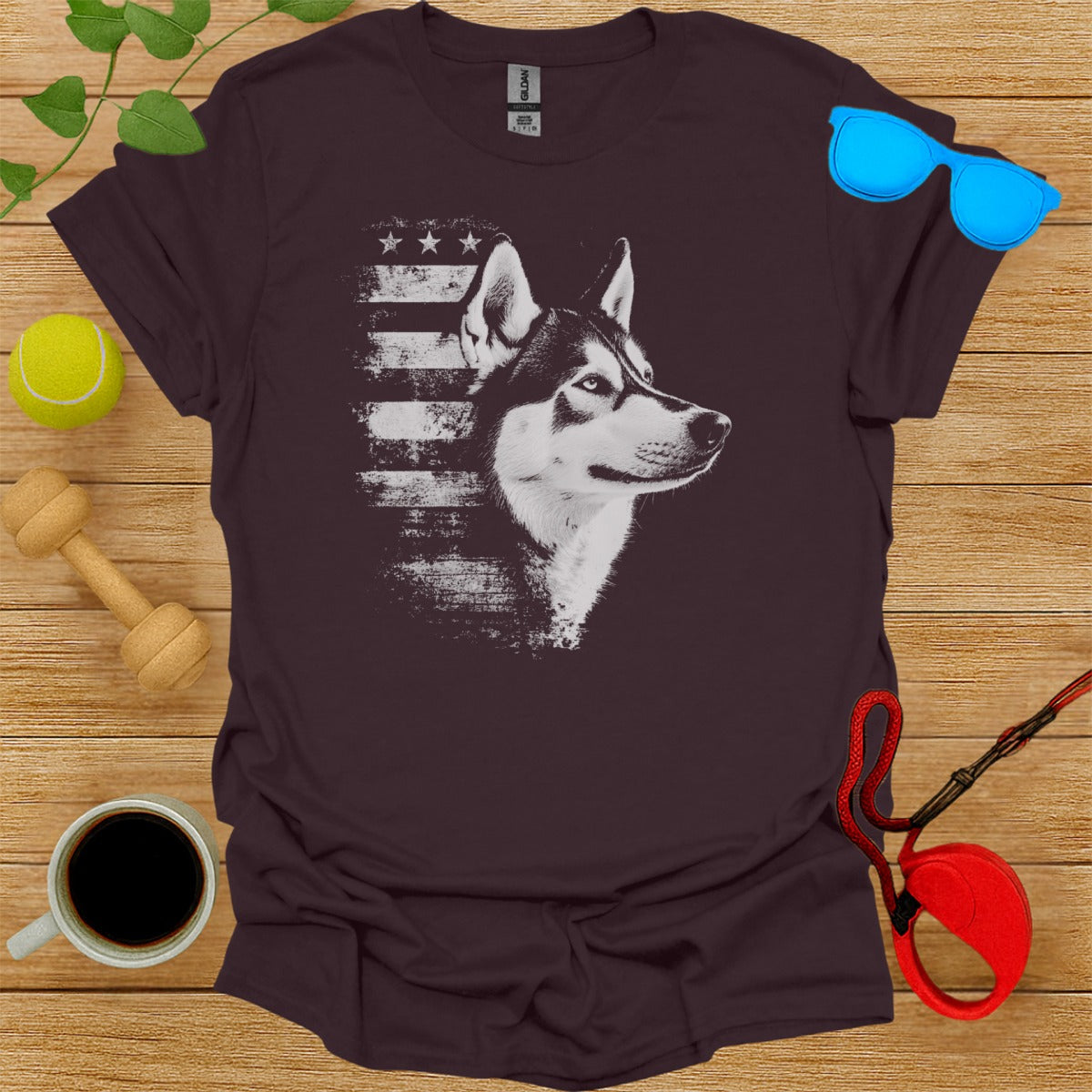 Distressed American Flag Husky Graphic T-shirt