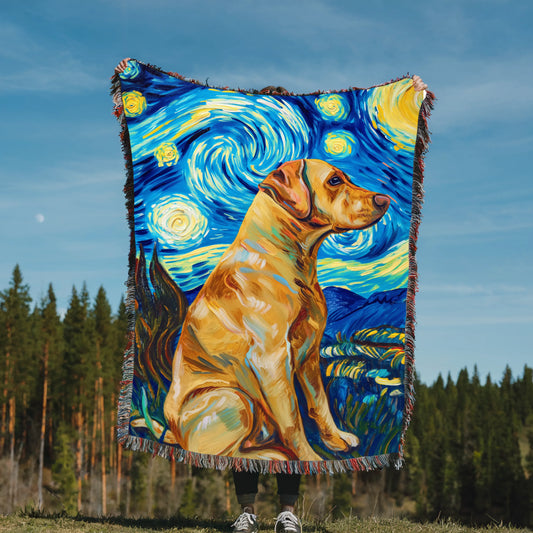 Yellow Labrador Starry Night Woven Blanket-Critter Lane
