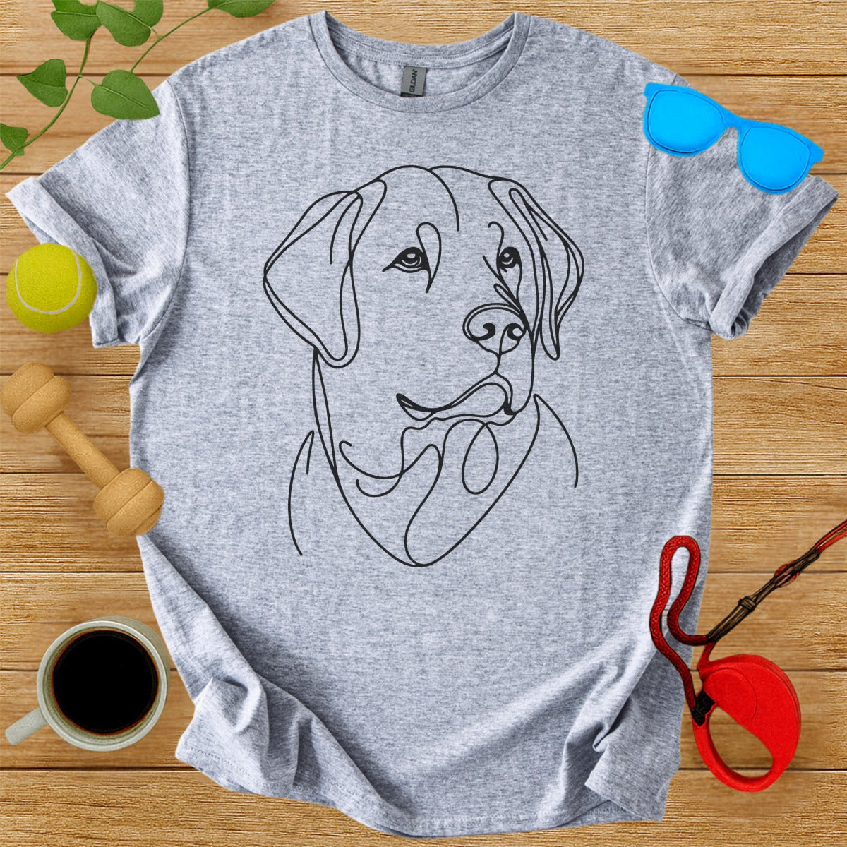 Cool Dog Sketch Graphic Design on Grey T-shirt