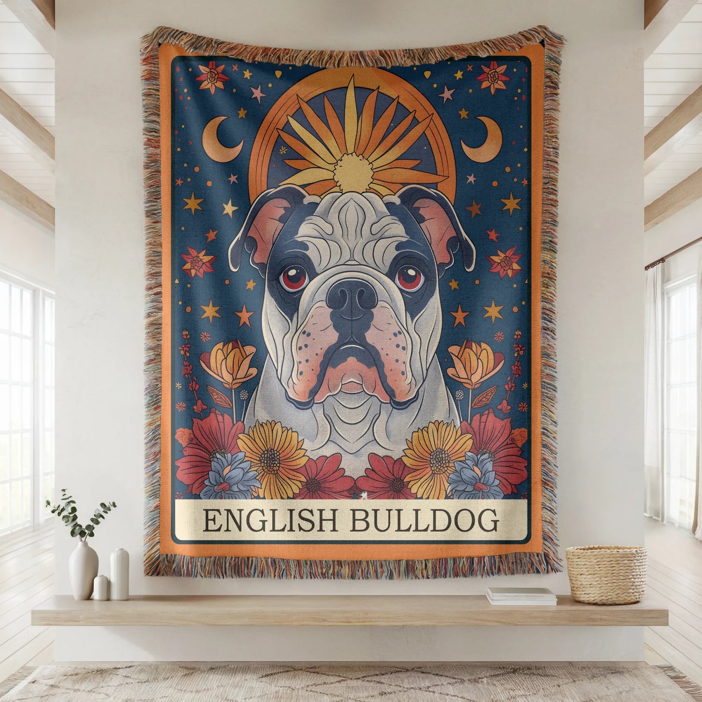 English Bulldog Tarot Card Woven Blanket-Critter Lane