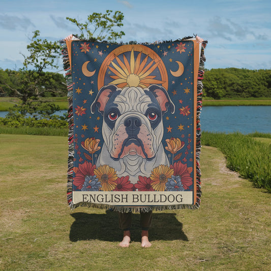 English Bulldog Tarot Card Woven Blanket-Critter Lane