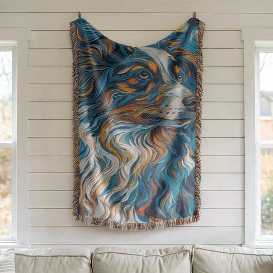 Australian Shepherd Starry Night Woven Blanket-Critter Lane