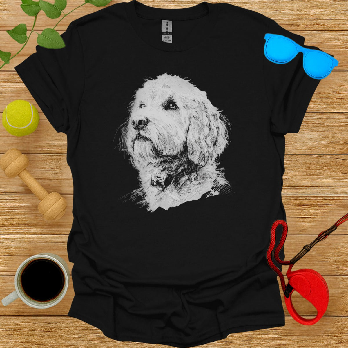 Cute Dog Illustration Graphic Tee Shirt