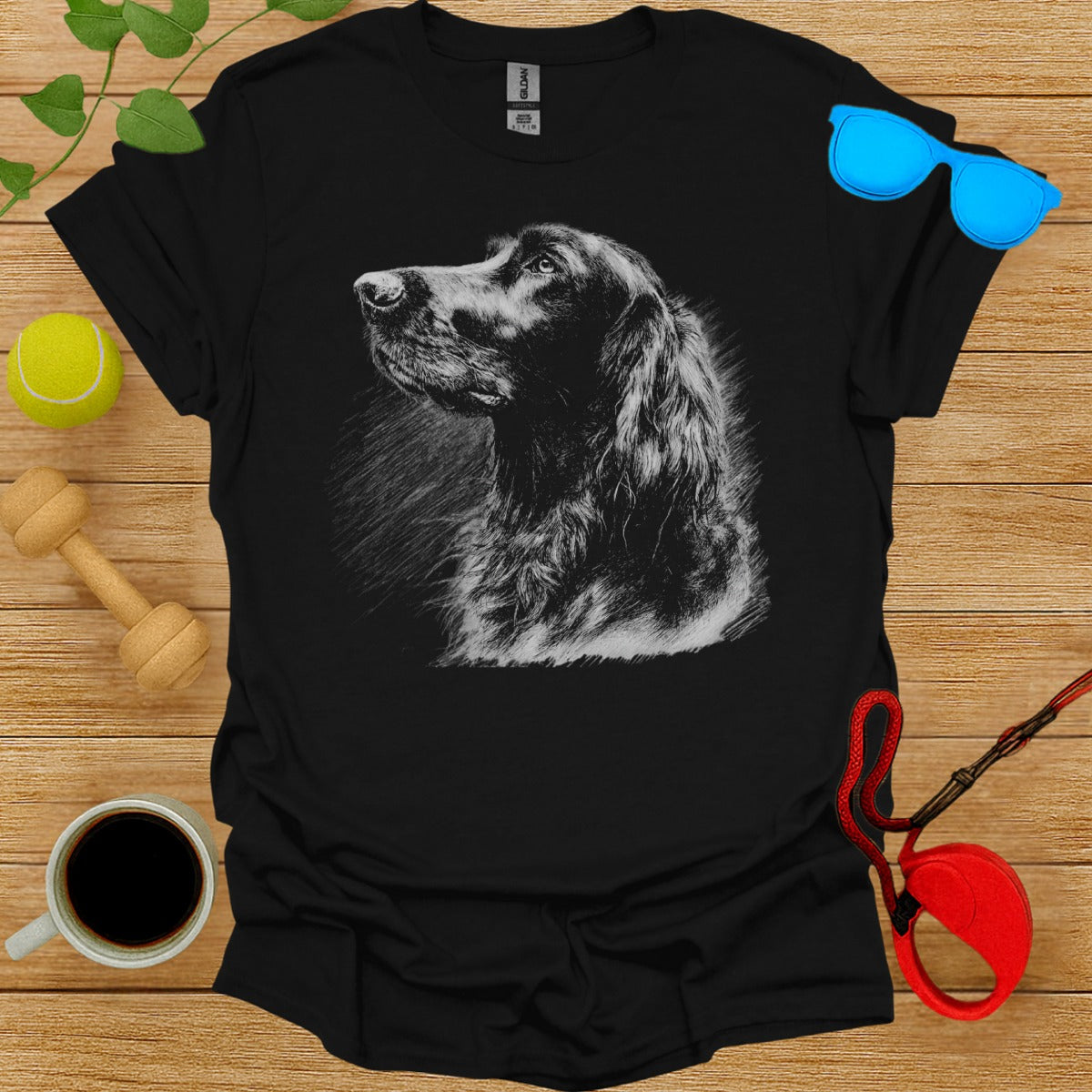 Black T-shirt with a Dog Sketch for Animal Lovers