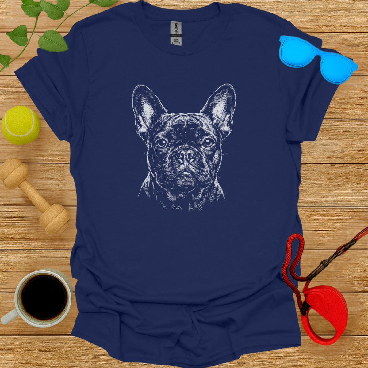 French Bulldog Graphic Tee Dog Face Print Shirt
