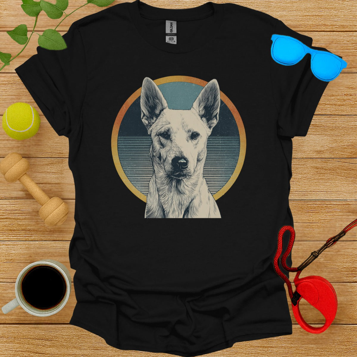 Dog with Overlapping Circles Graphic Design Shirt