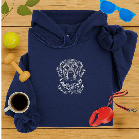 Comfortable Navy Hoodie with Artistic Dog Portrait