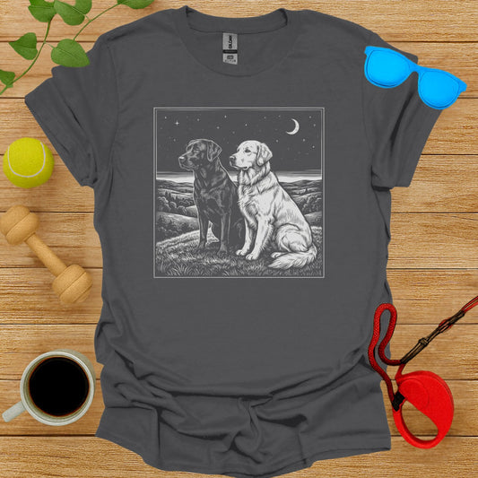 Labrador Retrievers Under Moonlight Graphic T-Shirts
