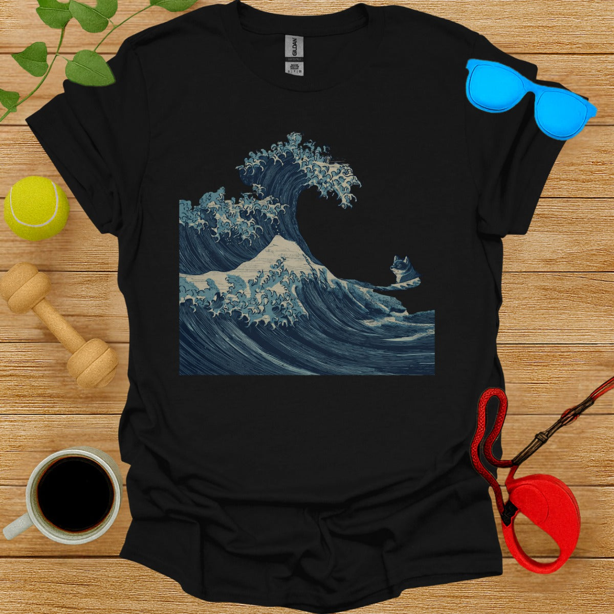 Cat Riding The Great Wave Graphic T-shirt