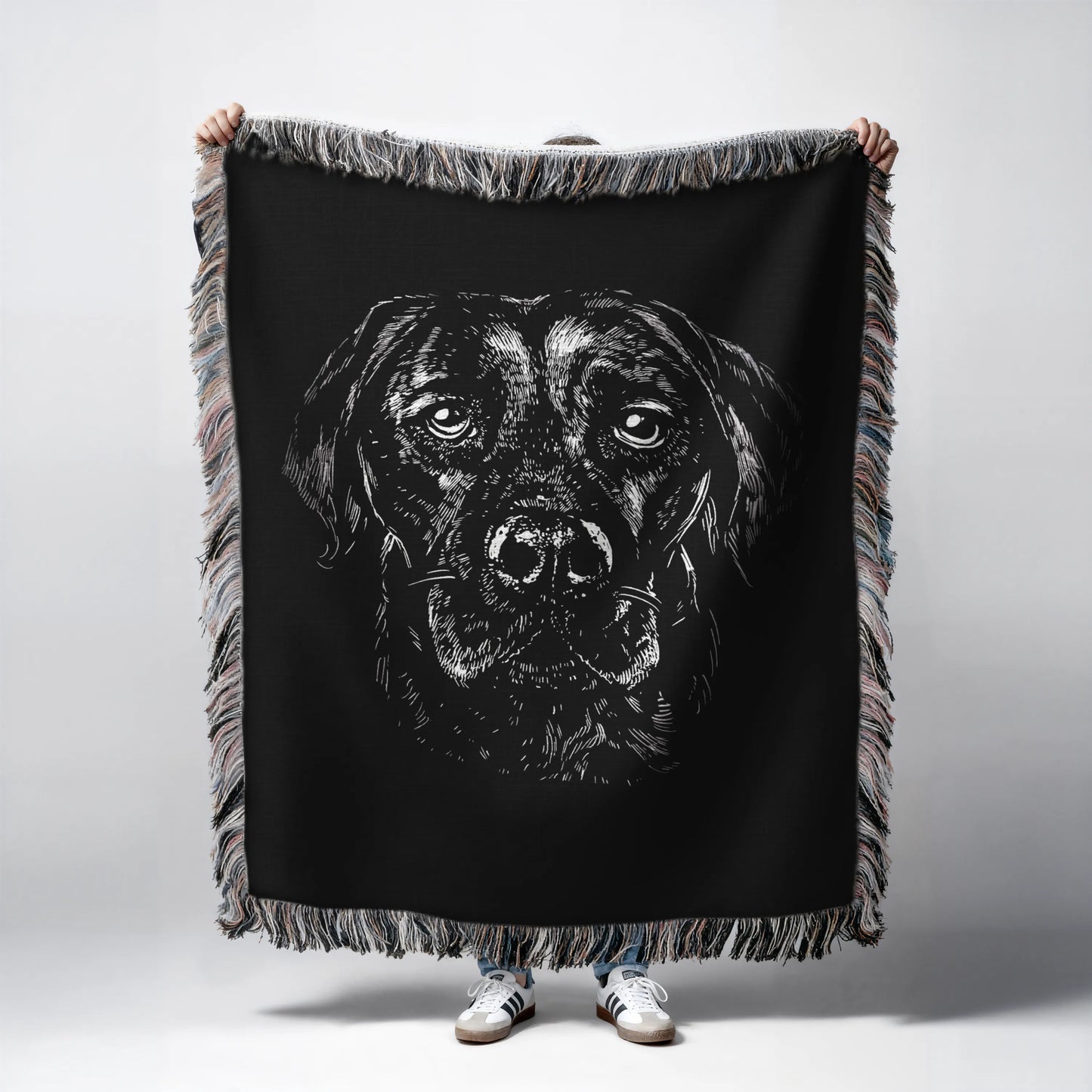 Labrador Retriever Monochrome Woven Blanket-Critter Lane