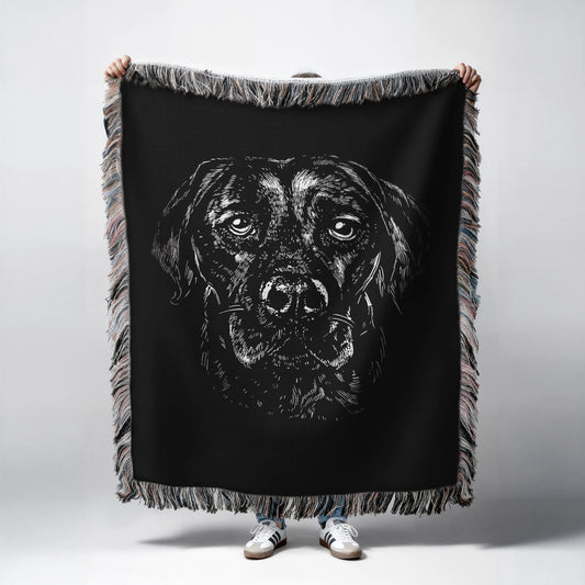 Labrador Retriever Monochrome Woven Blanket-Critter Lane