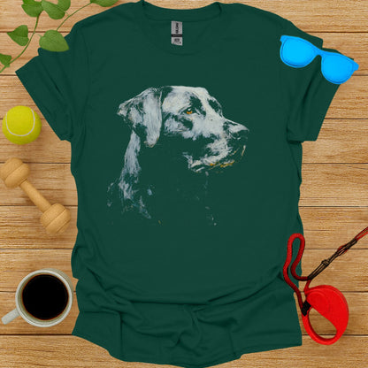 Labrador Face Artwork on Green T-Shirt Unisex Top