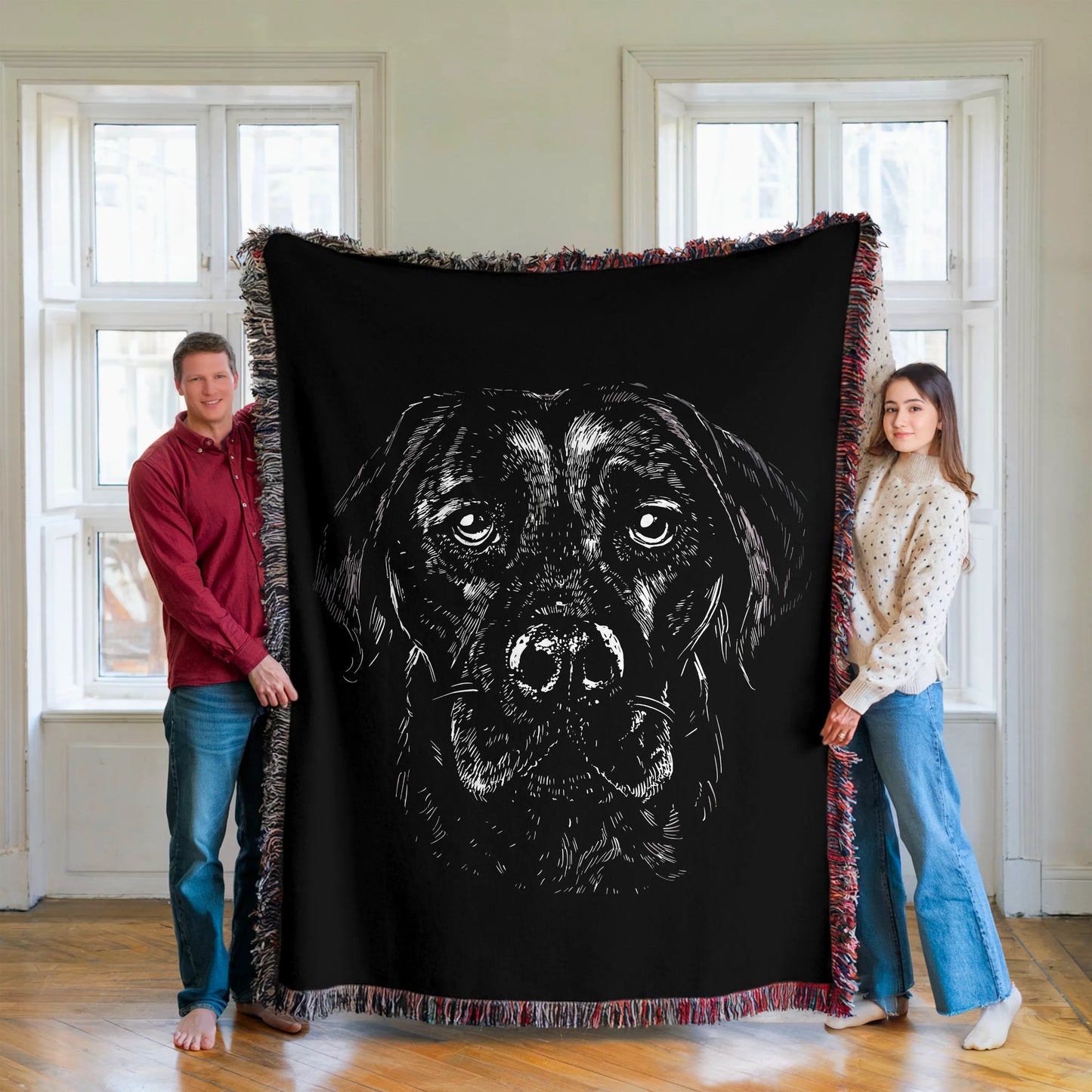 Labrador Retriever Monochrome Woven Blanket-Critter Lane