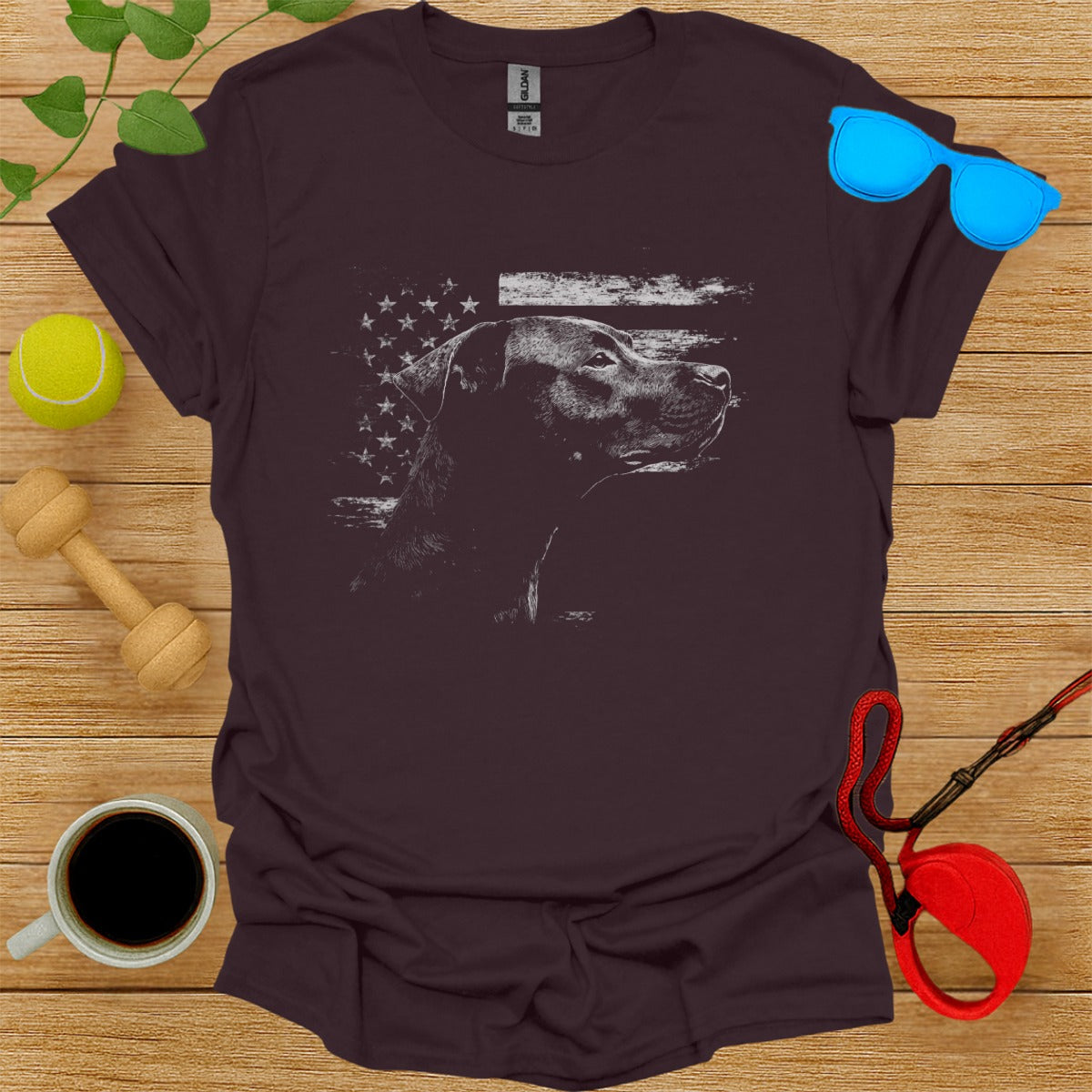 American Flag Dog Graphic T-Shirt for Pet Lovers