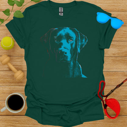 Artistic Teal Dog Print Graphic Tee for Pet Lovers