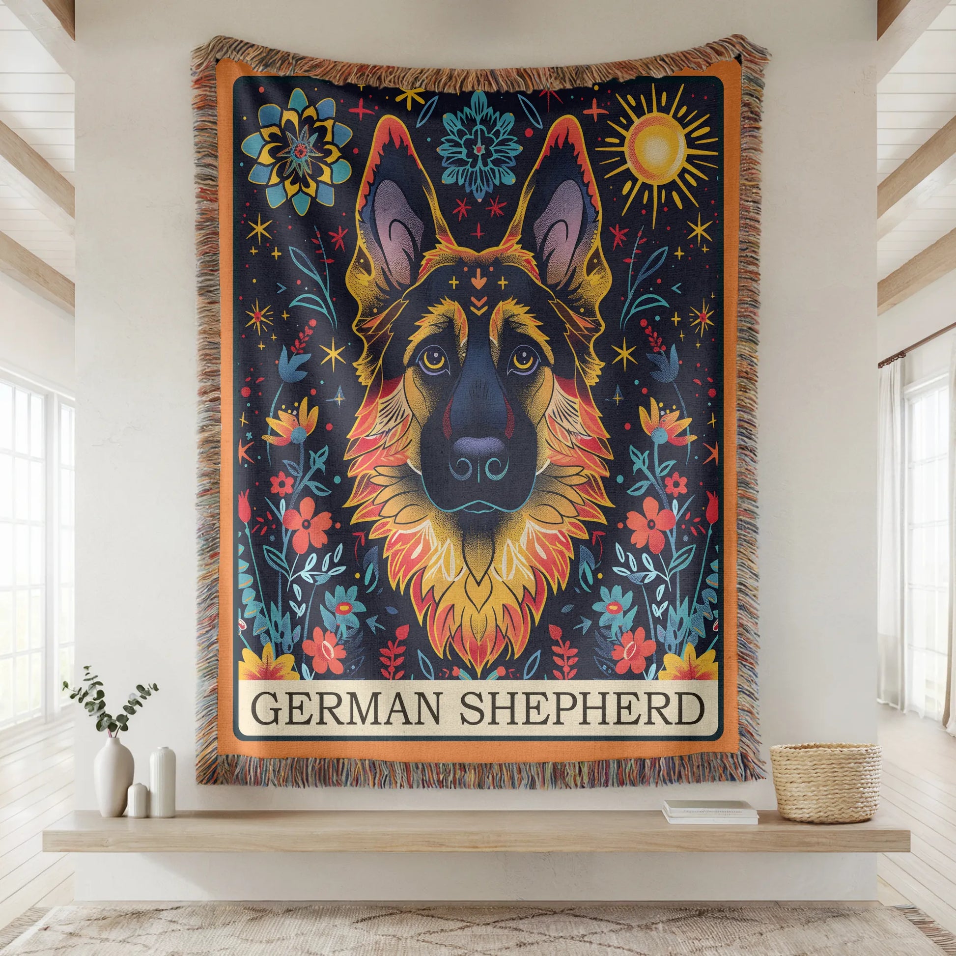 German Shepard Tarot Card Woven Blanket-Critter Lane