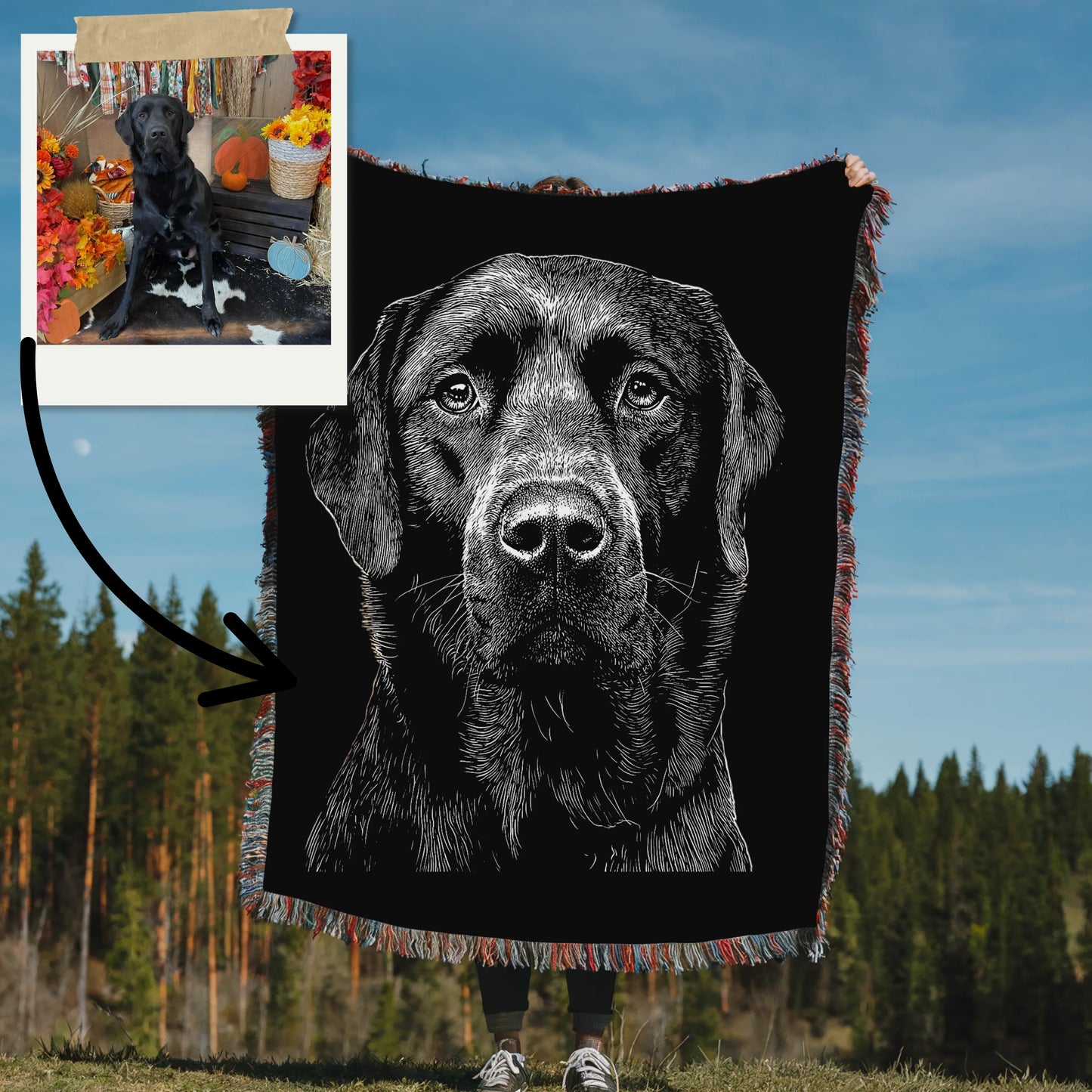 Custom Portrait Woven Blanket-Critter Lane