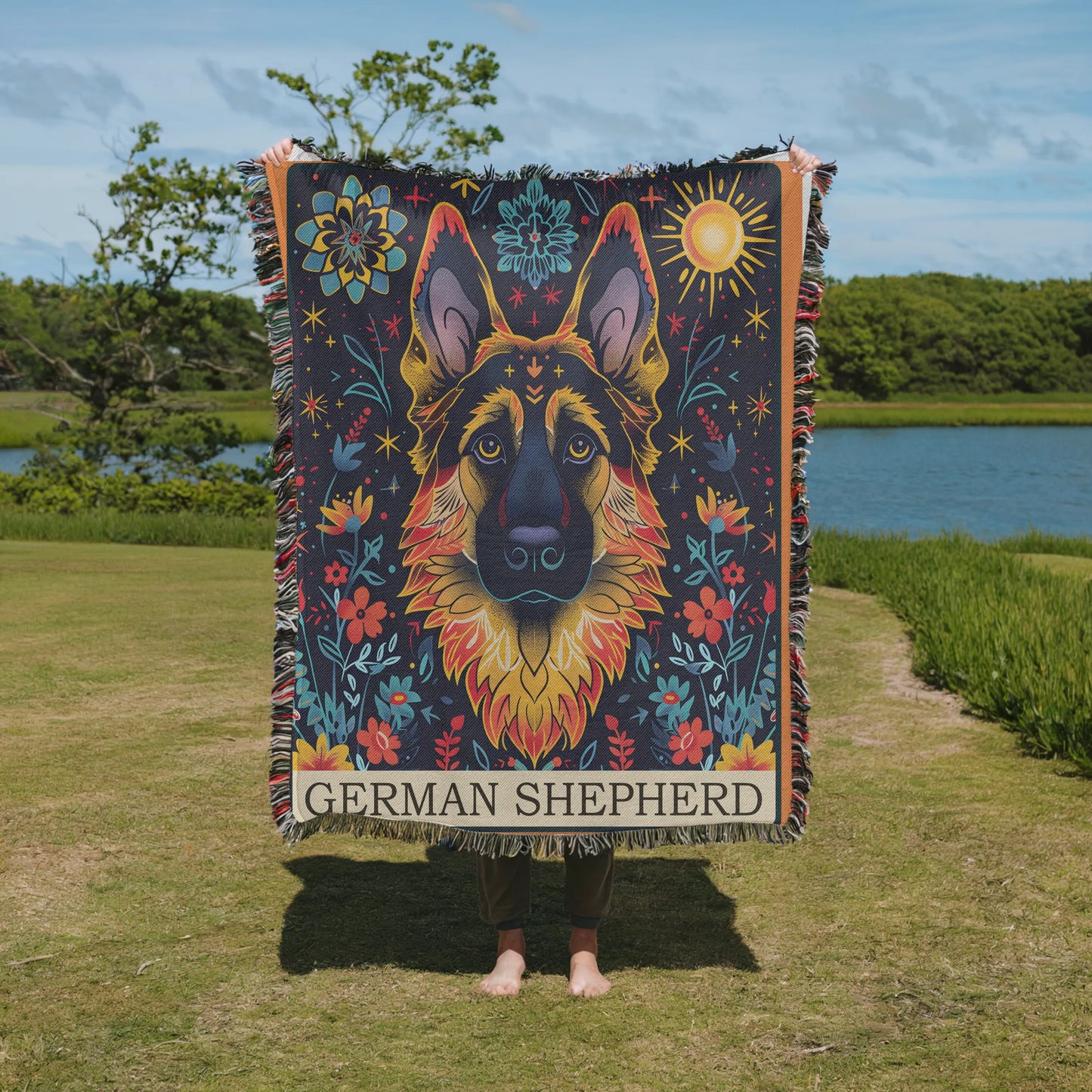 German Shepard Tarot Card Woven Blanket-Critter Lane
