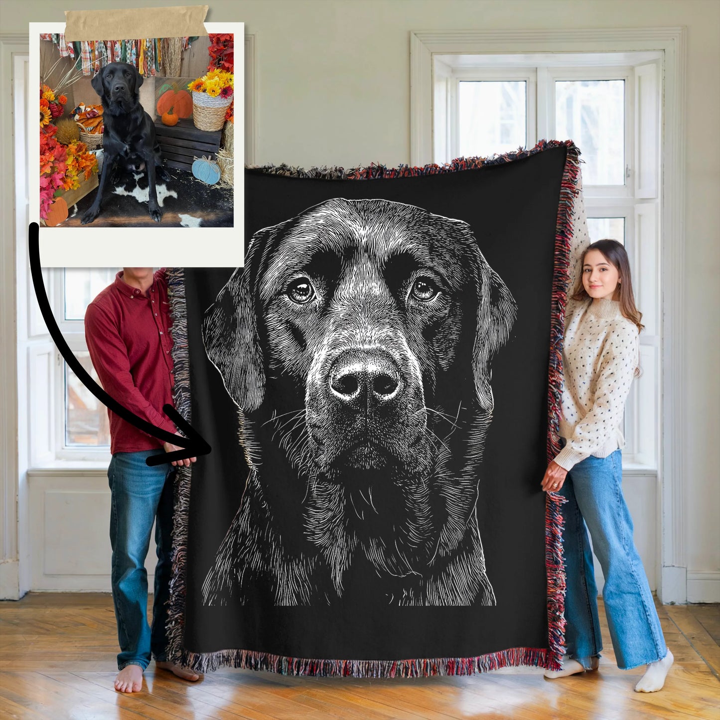 Custom Portrait Woven Blanket-Critter Lane