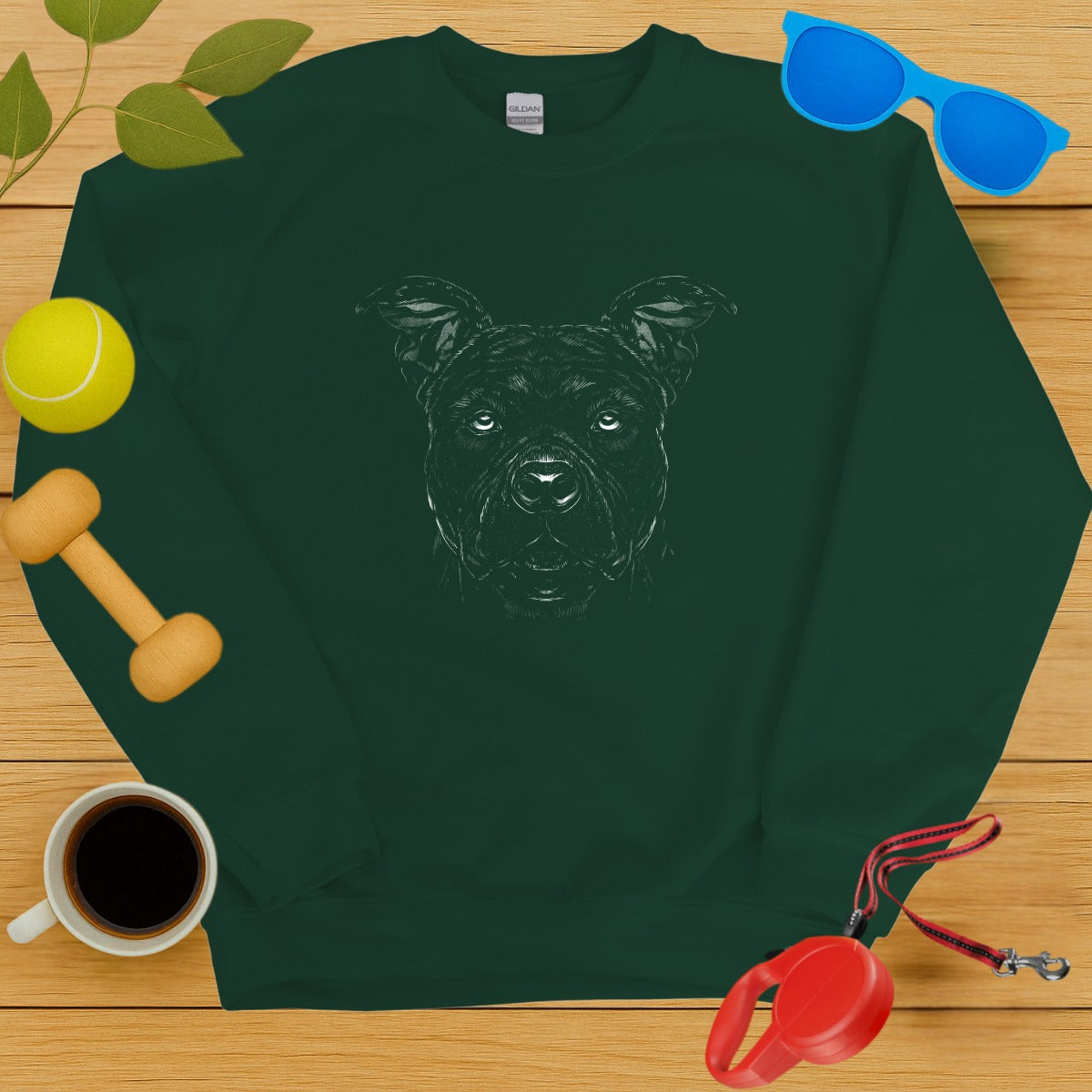 Dog Face Graphic Sweatshirt with Fun Accessories
