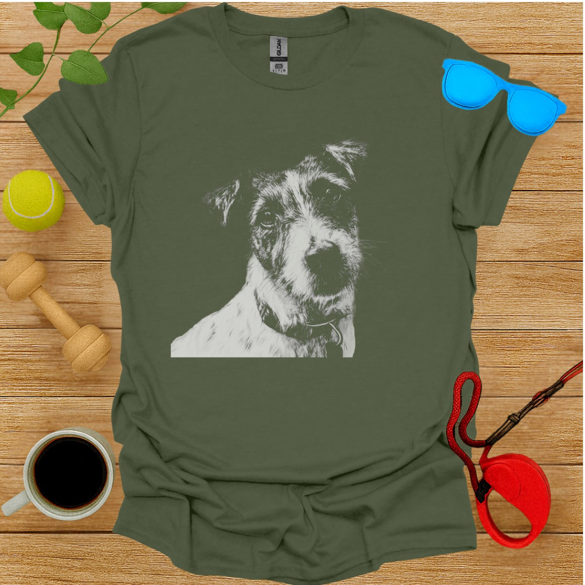 Casual Green T-Shirt with Dog Print Design