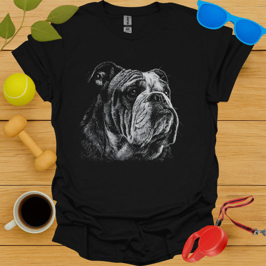 Black T-shirt with Bulldog Print Design product type