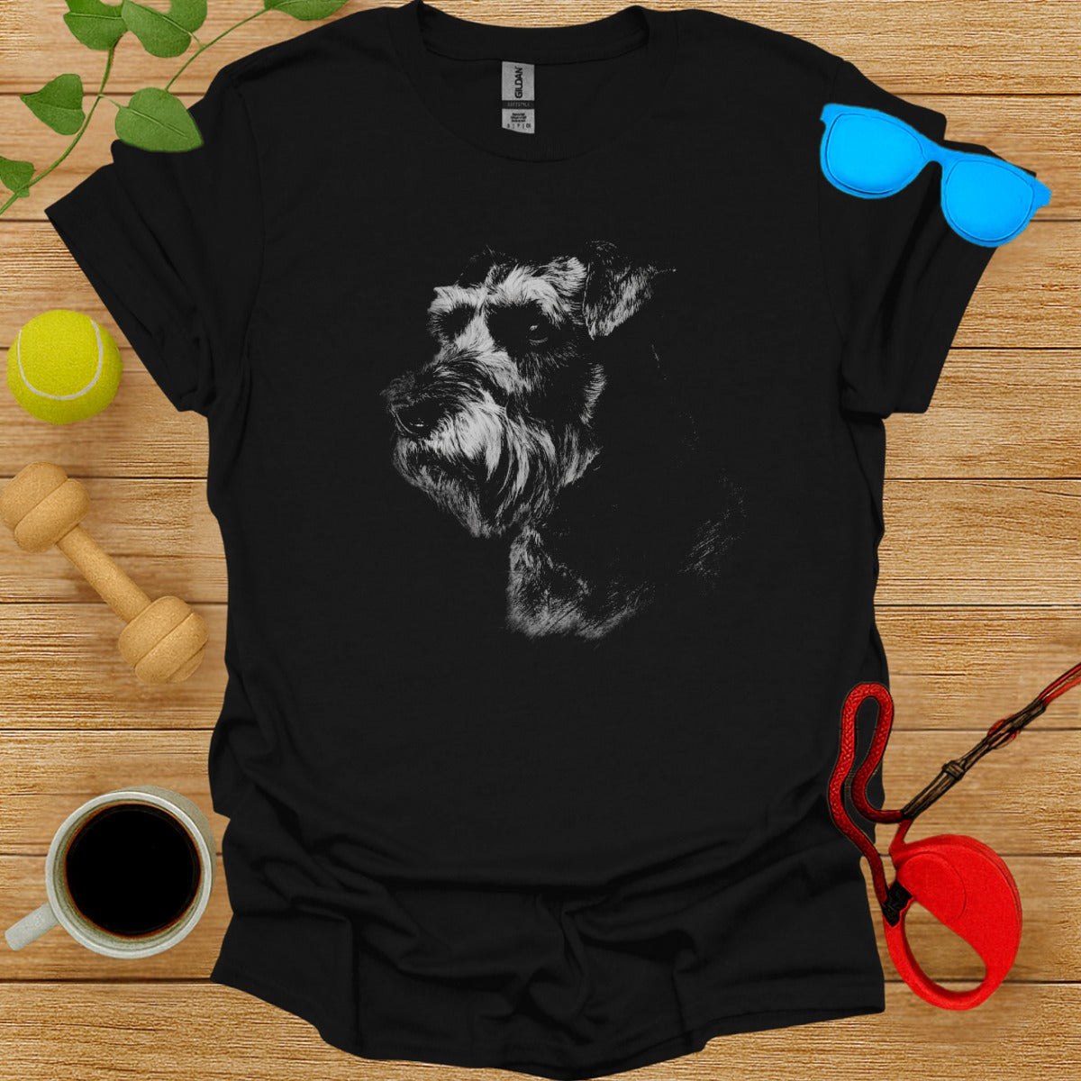Graphic Tee with Schnauzer Dog Print Design