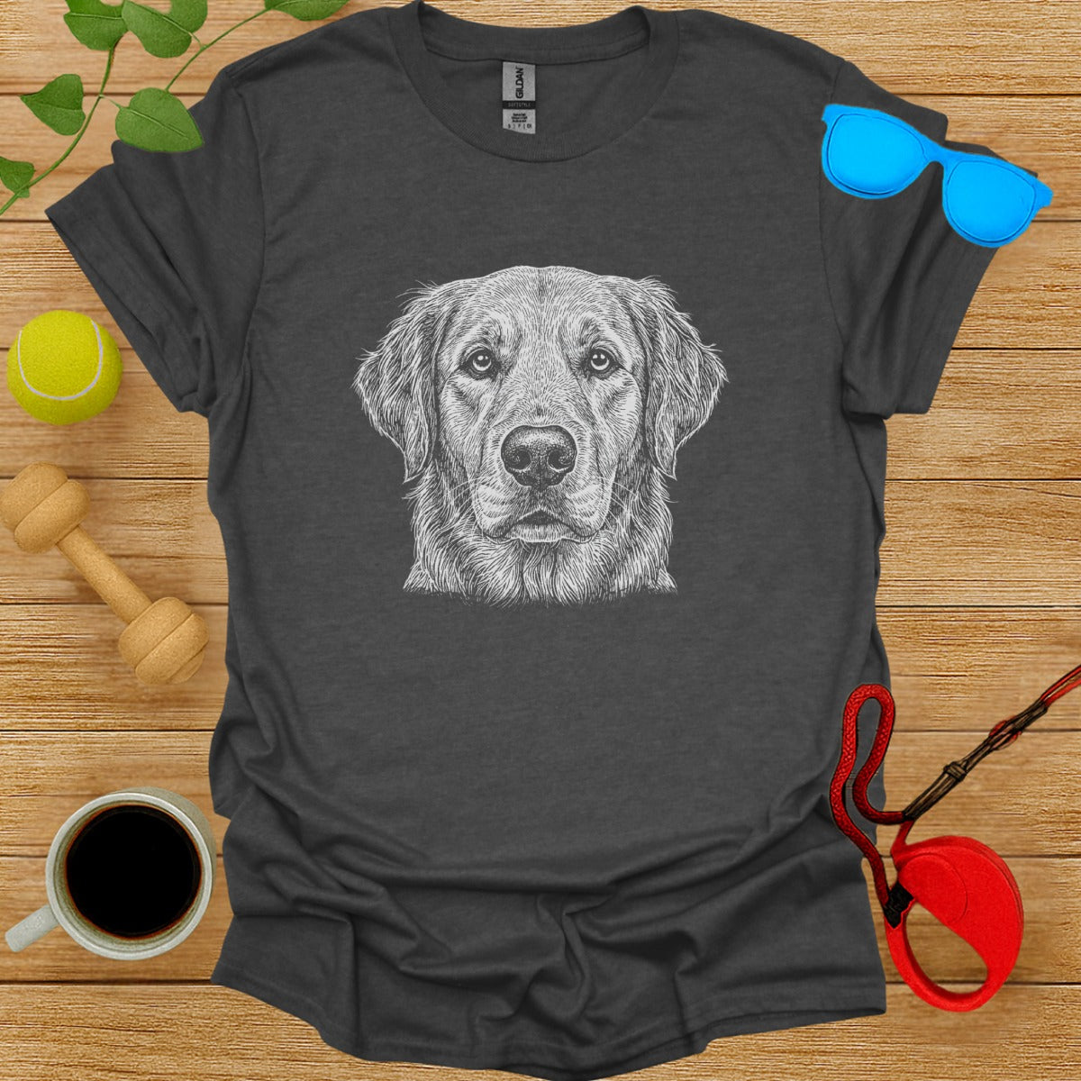 Realistic Dog Sketch Graphic Charcoal T-Shirt