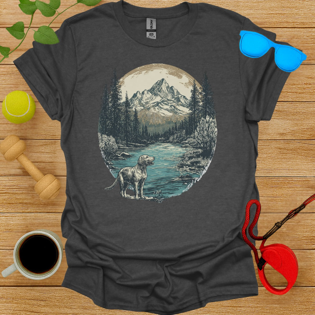 Scenic Outdoors Mountain Dog Design Shirt