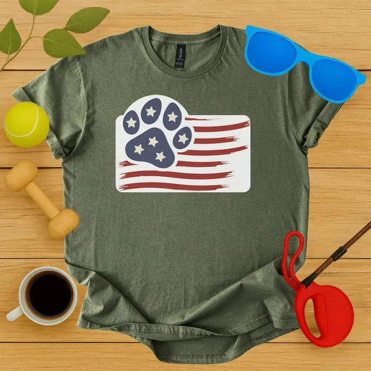 American Flag Paw T-Shirt