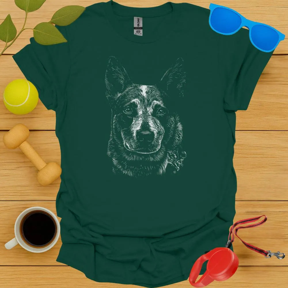 Australian Cattle Dog Sketch Portrait Tee