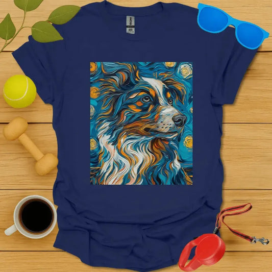 Australian Shepard Van Gogh Portrait