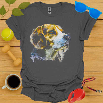 Colorful Dog Illustration on Dark Grey T-shirt product