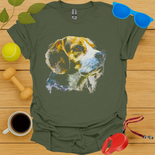 Artistic Dog Print Graphic Green T-Shirt product type