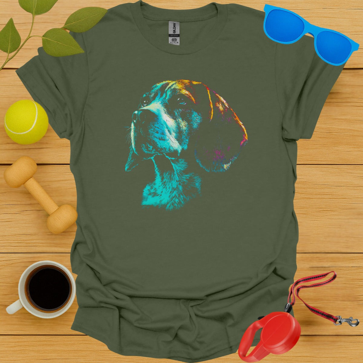 Colorful Artistic Dog Print T-shirt for Dog Lovers product type