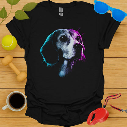 Colorful Dog Illustration on Black Tee Shirt product