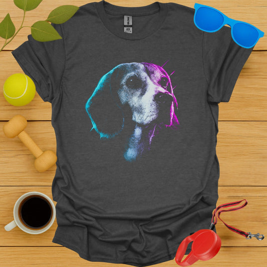 Colorful Artistic Beagle Design on Dark Gray Shirt product