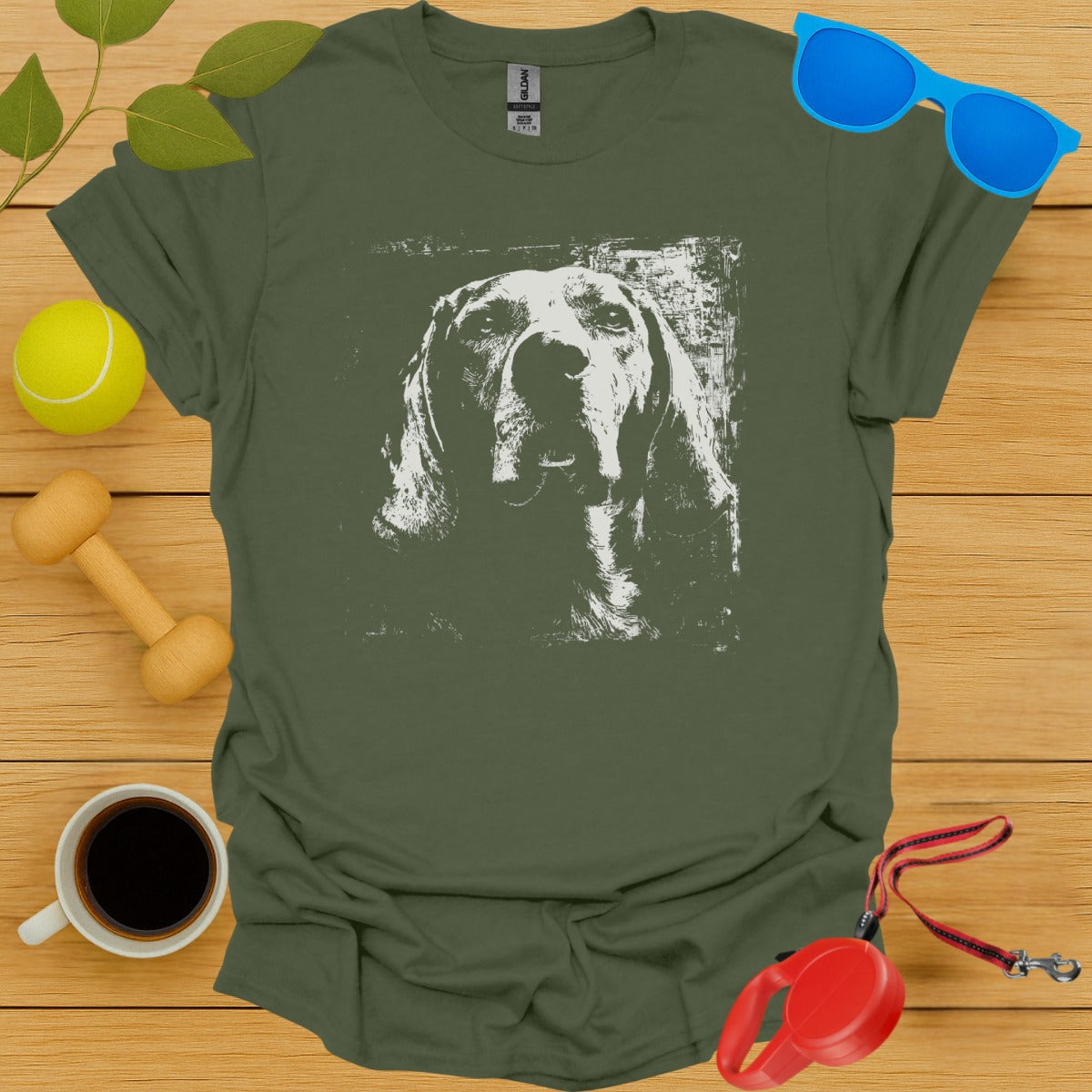 Olive Green Dog Graphic Print T-Shirt product type