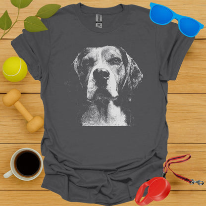 Distressed Dog Illustration on Gray T-Shirt Product Type